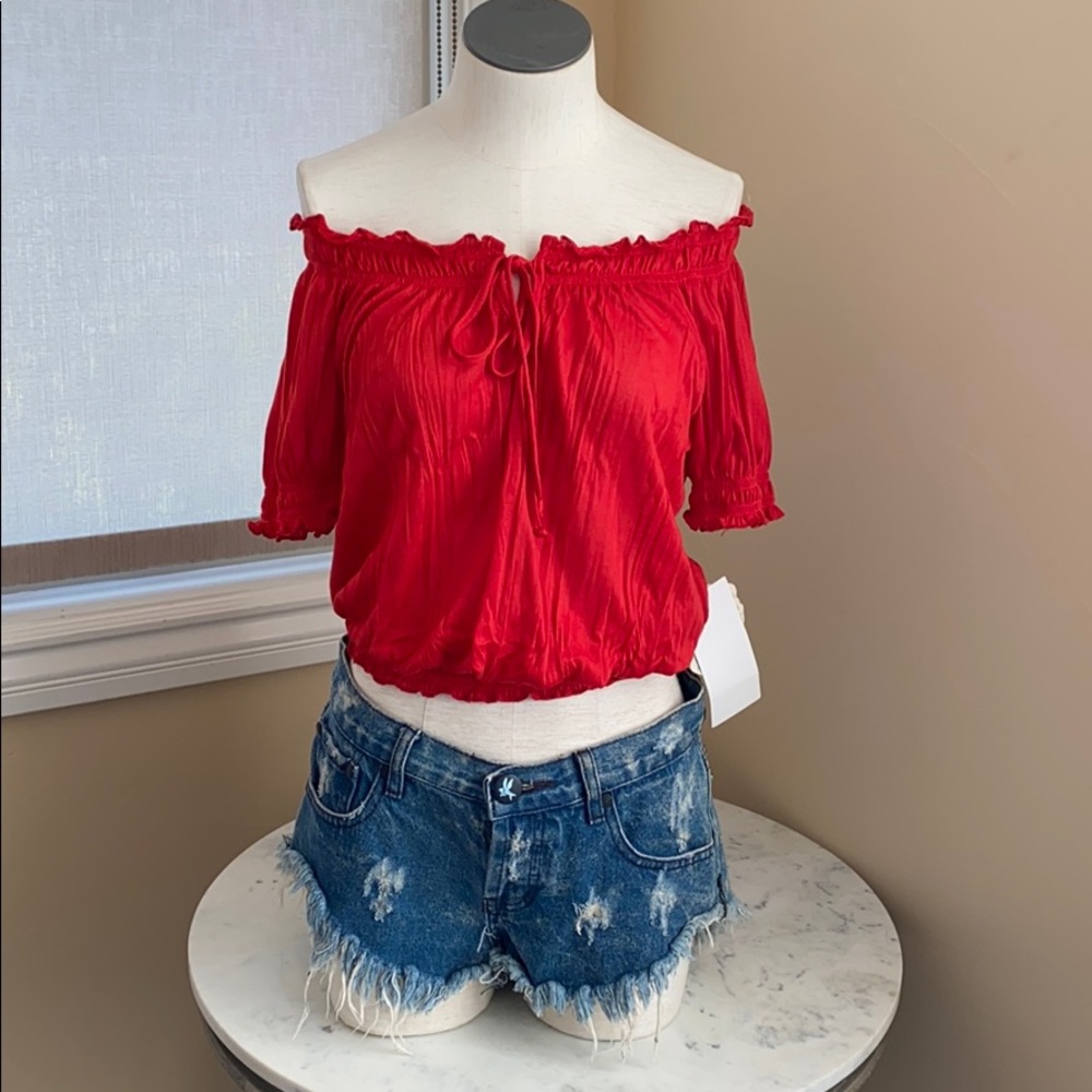 Belle Du Jour Off the Shoulder Crop Top